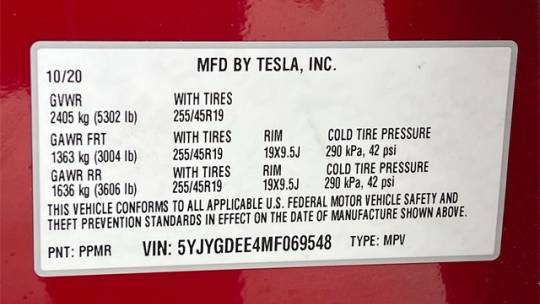 2021 Tesla Model Y 5YJYGDEE4MF069548