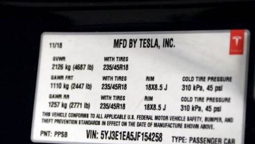 2018 Tesla Model 3 5YJ3E1EA5JF154258