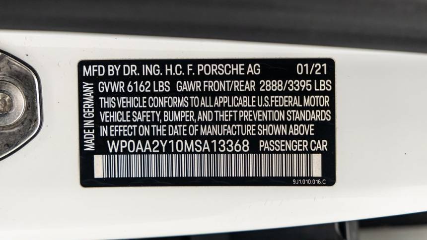 2021 Porsche Taycan WP0AA2Y10MSA13368