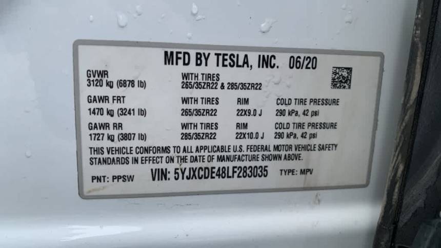 2020 Tesla Model X 5YJXCDE48LF283035