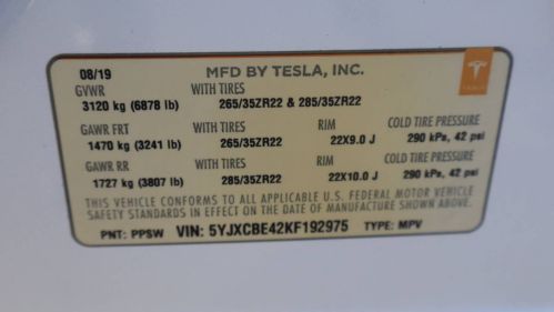 2019 Tesla Model X 5YJXCBE42KF192975