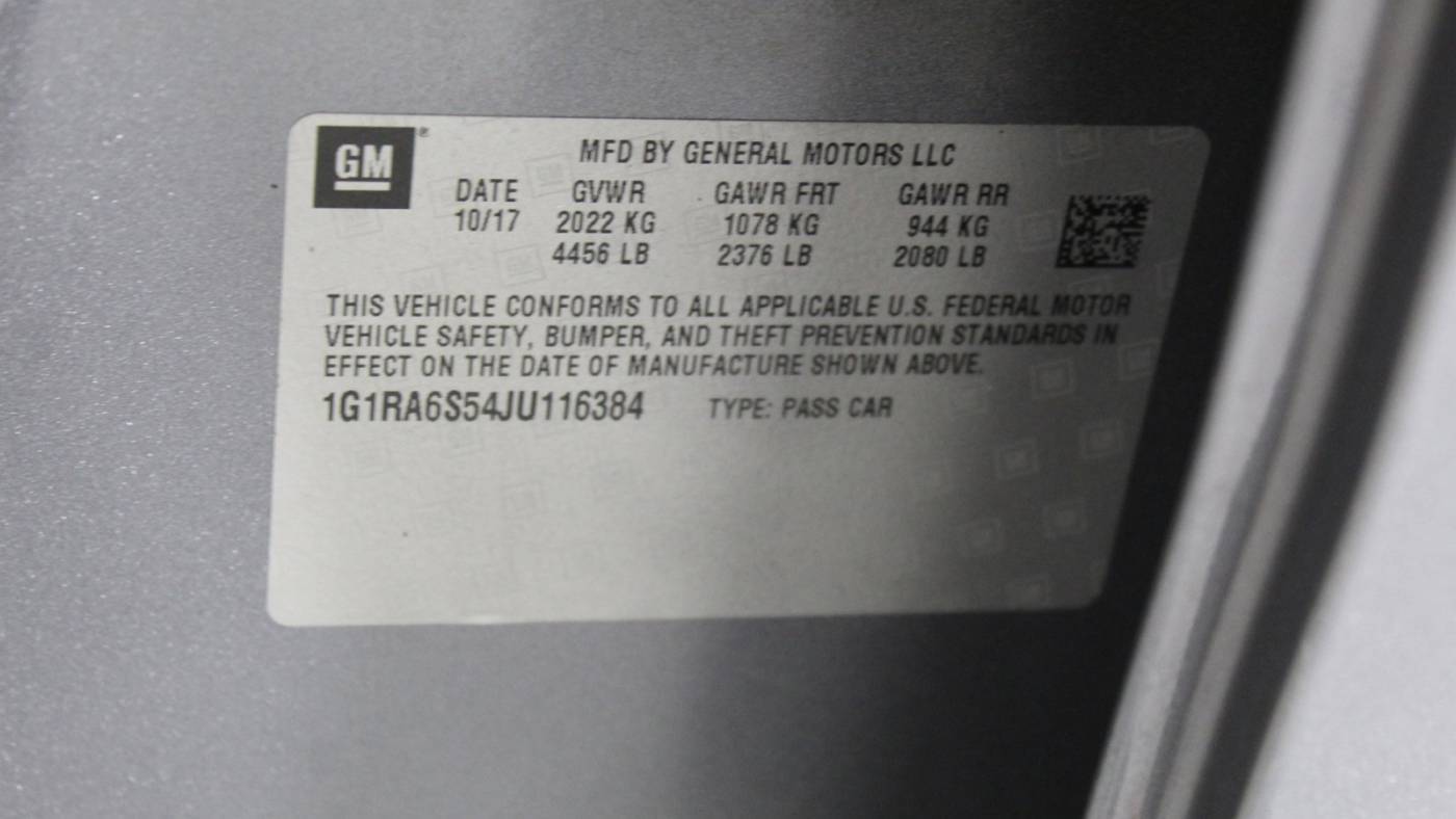 2018 Chevrolet VOLT 1G1RA6S54JU116384