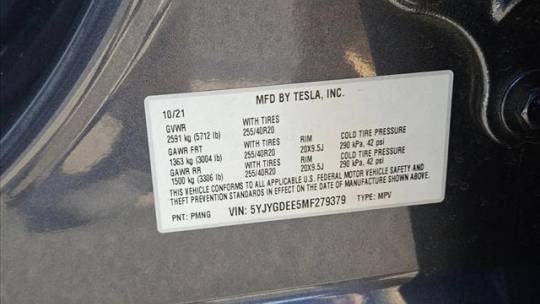 2021 Tesla Model Y 5YJYGDEE5MF279379