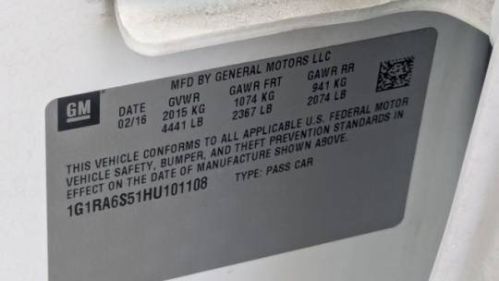 2017 Chevrolet VOLT 1G1RA6S51HU101108