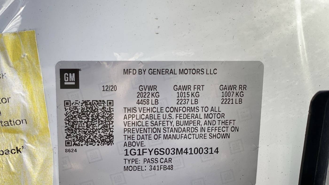 2021 Chevrolet Bolt 1G1FY6S03M4100314