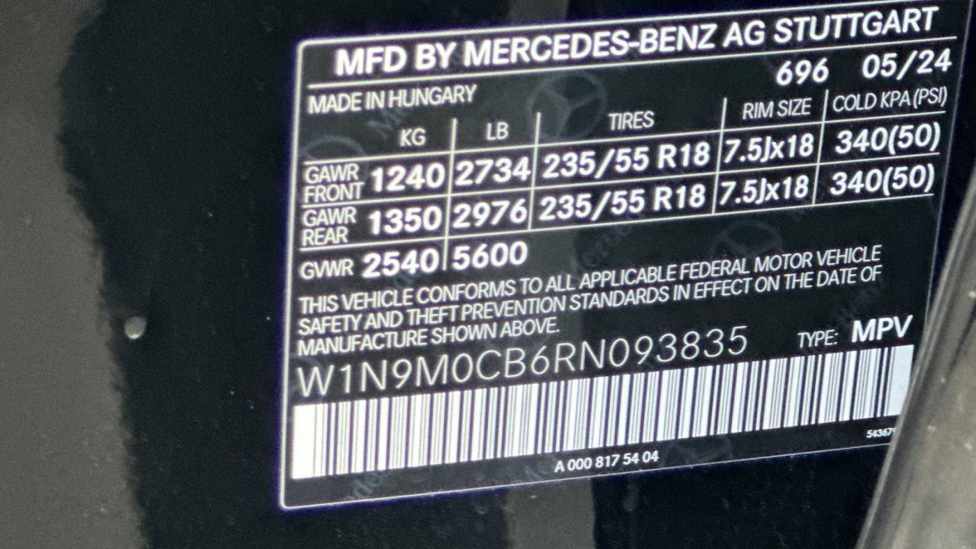 2024 Mercedes EQB W1N9M0CB6RN093835