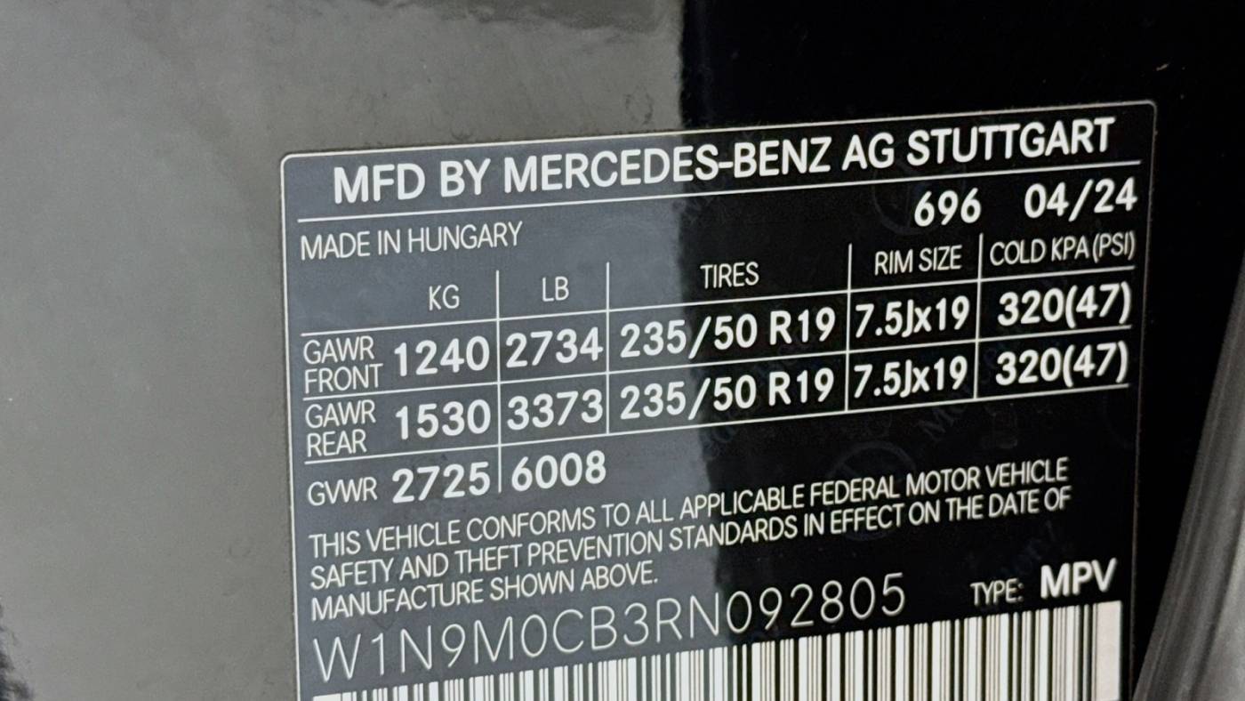 2024 Mercedes EQB W1N9M0CB3RN092805