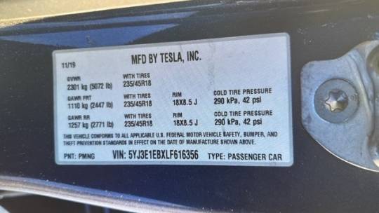 2020 Tesla Model 3 5YJ3E1EBXLF616356