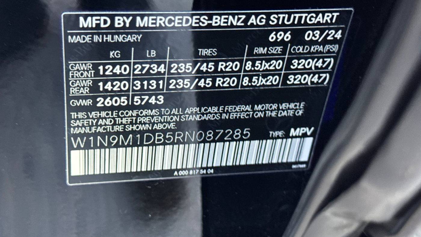 2024 Mercedes EQB W1N9M1DB5RN087285