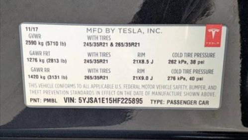 2017 Tesla Model S 5YJSA1E15HF225895