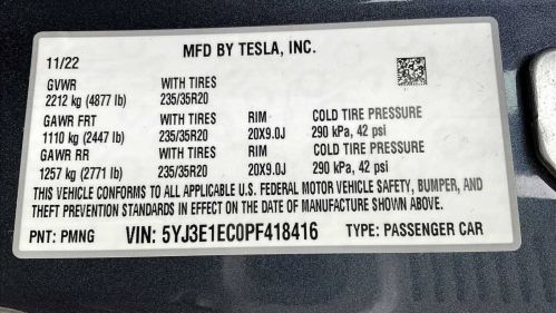 2023 Tesla Model 3 5YJ3E1EC0PF418416