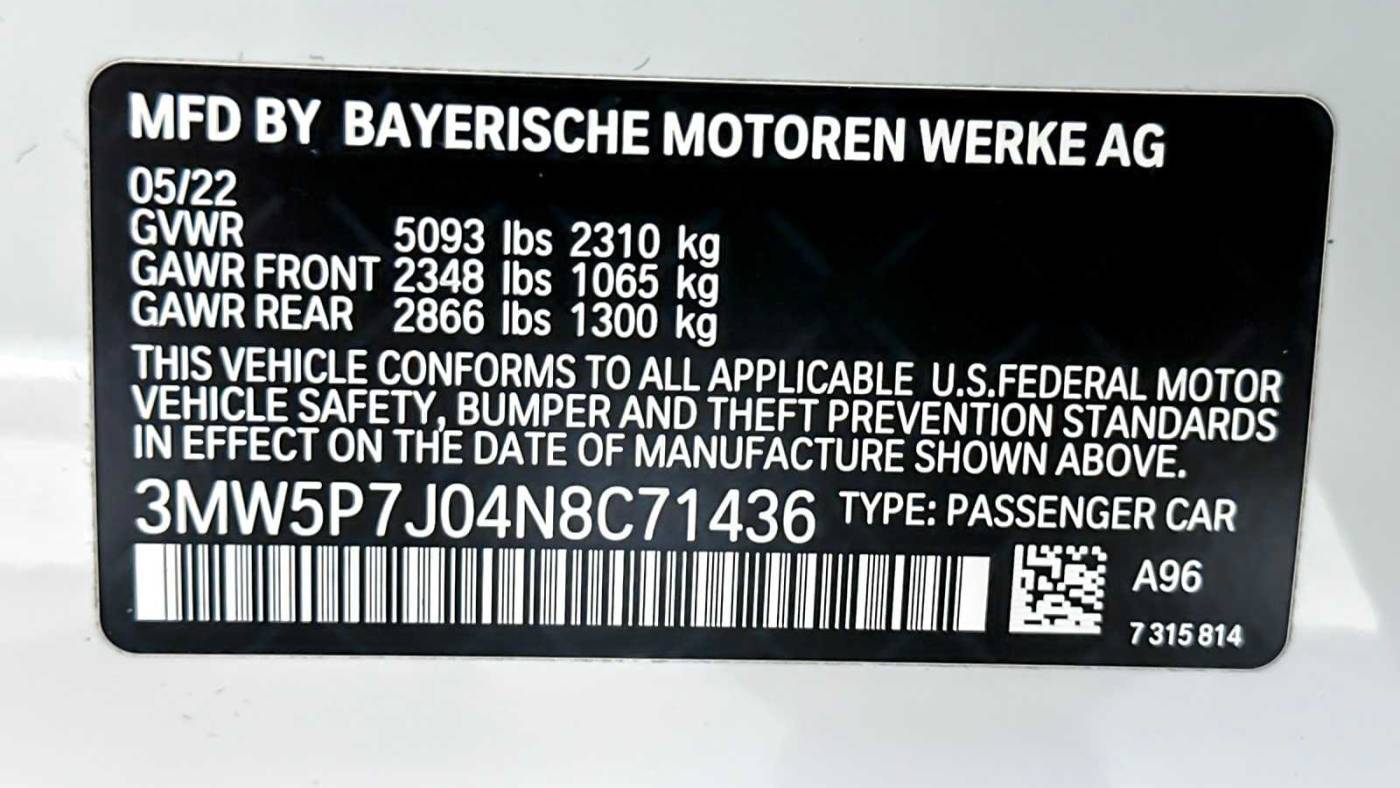 2022 BMW 3 Series 3MW5P7J04N8C71436