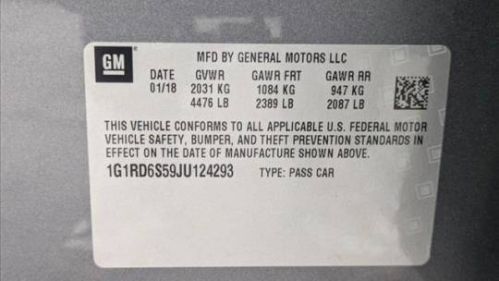 2018 Chevrolet VOLT 1G1RD6S59JU124293