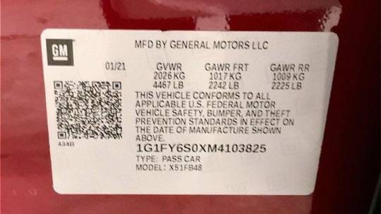 2021 Chevrolet Bolt 1G1FY6S0XM4103825