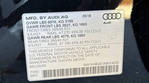 2019 Audi e-tron WA1VABGE1KB014202