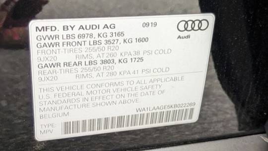 2019 Audi e-tron WA1LAAGE5KB022269