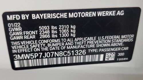 2022 BMW 3 Series 3MW5P7J07N8C51326