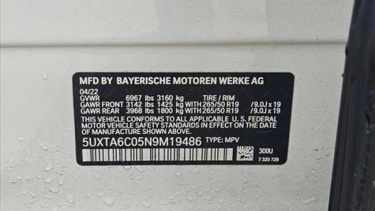 2022 BMW X5 5UXTA6C05N9M19486