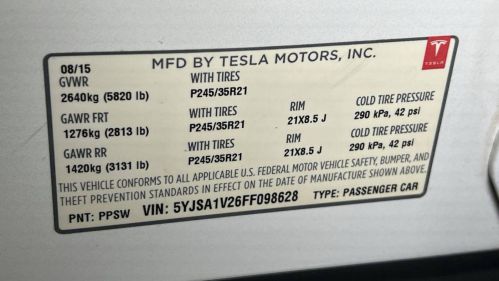 2015 Tesla Model S 5YJSA1V26FF098628