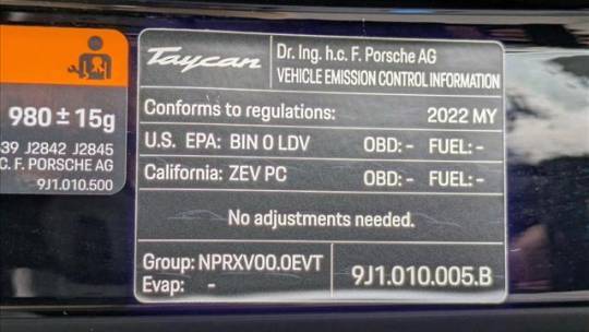 2022 Porsche Taycan WP0AB2Y17NSA44728