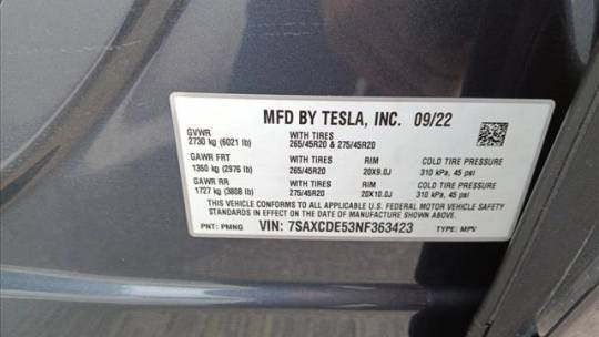 2022 Tesla Model X 7SAXCDE53NF363423