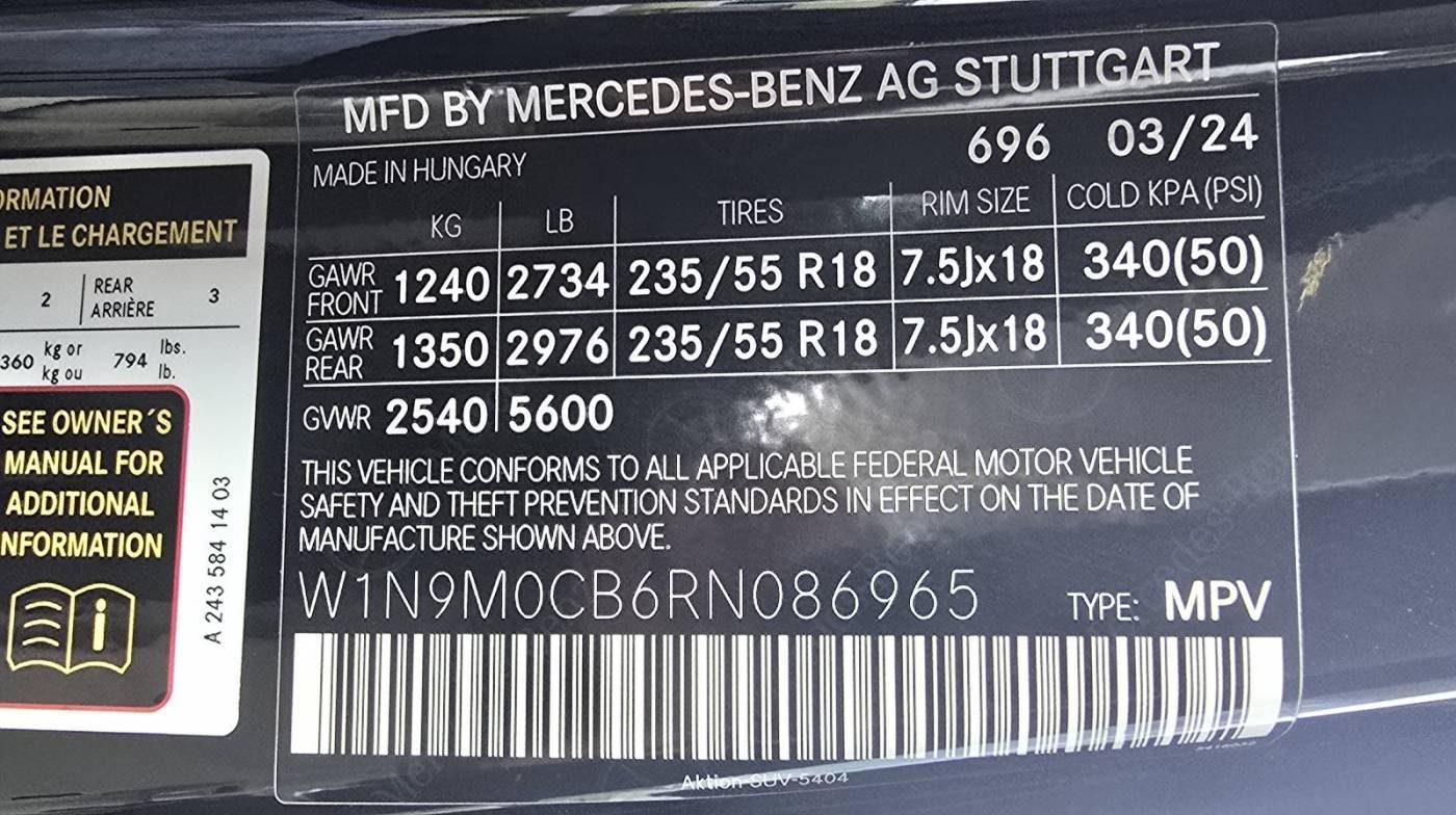 2024 Mercedes EQB W1N9M0CB6RN086965