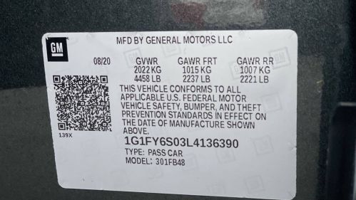 2020 Chevrolet Bolt 1G1FY6S03L4136390