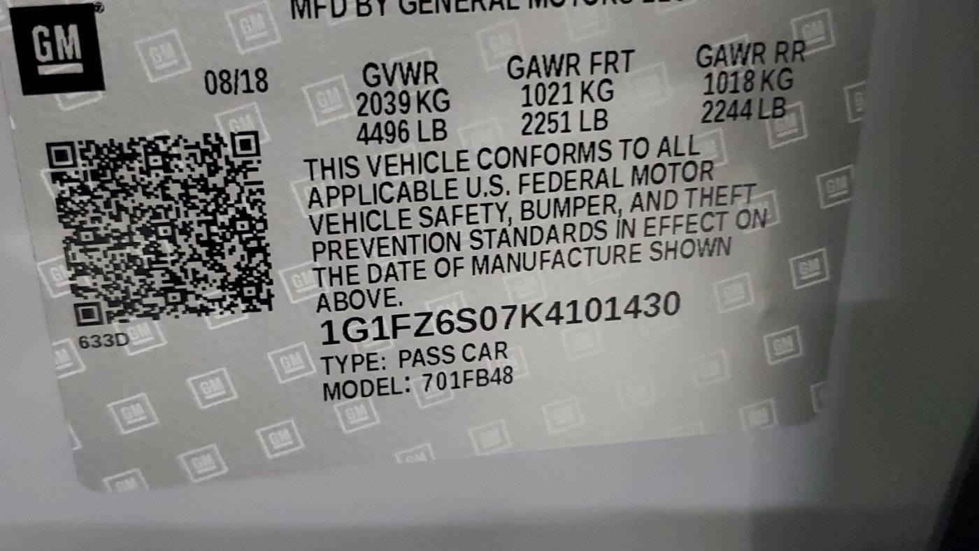 2019 Chevrolet Bolt 1G1FZ6S07K4101430