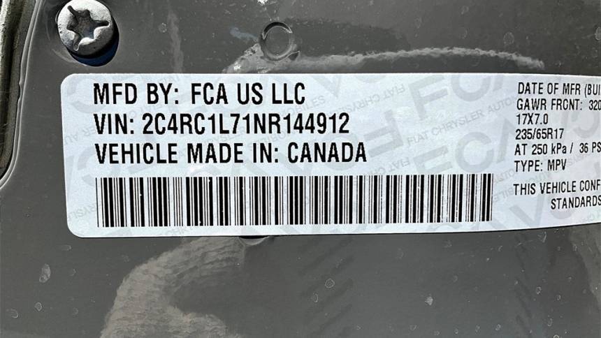 2022 Chrysler Pacifica 2C4RC1L71NR144912