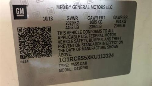 2019 Chevrolet VOLT 1G1RC6S5XKU113324