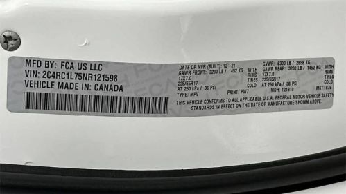 2022 Chrysler Pacifica 2C4RC1L75NR121598