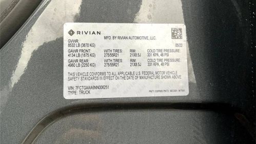 2022 Rivian R1T 7FCTGAAA6NN006251