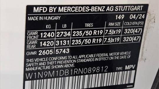 2024 Mercedes EQB W1N9M1DB1RN089812