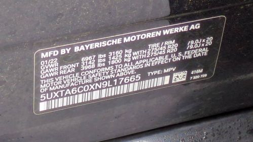 2022 BMW X5 5UXTA6C0XN9L17665