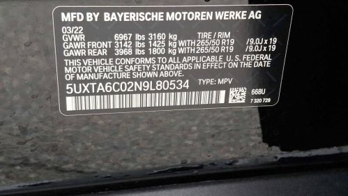 2022 BMW X5 5UXTA6C02N9L80534