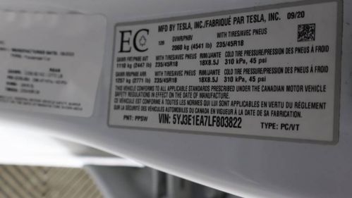 2020 Tesla Model 3 5YJ3E1EA7LF803822