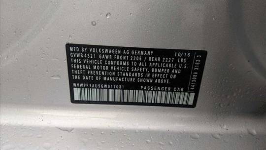 2016 Volkswagen e-Golf WVWPP7AU9GW917031