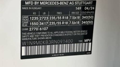 2024 Mercedes EQB W1N9M0KB3RN091400