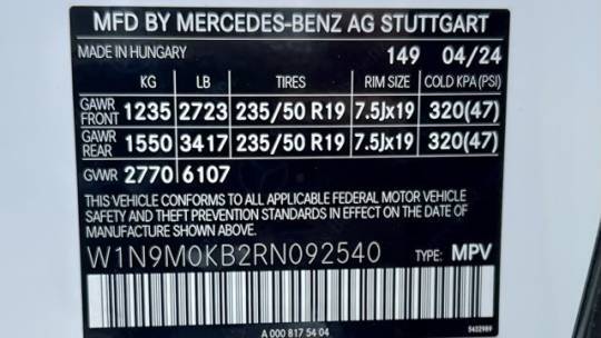 2024 Mercedes EQB W1N9M0KB2RN092540