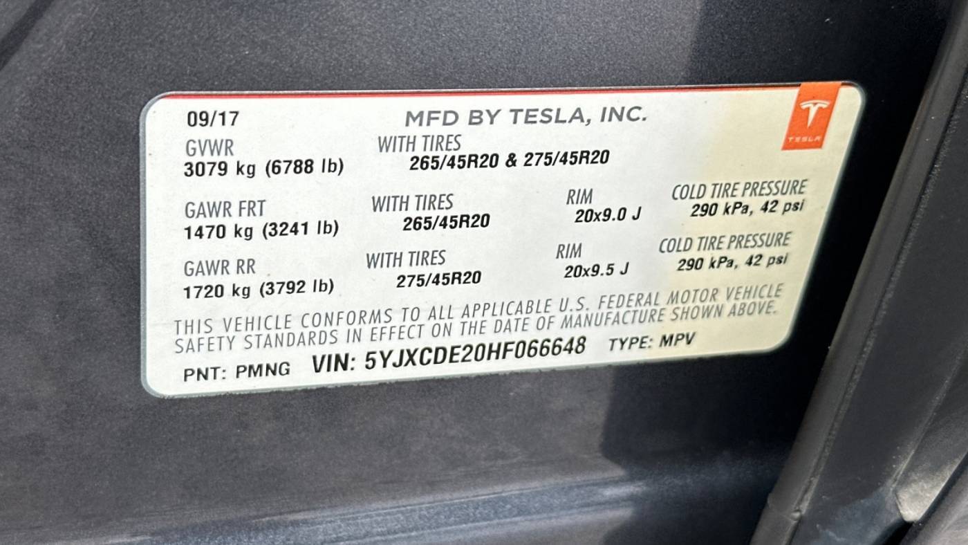 2017 Tesla Model X 5YJXCDE20HF066648