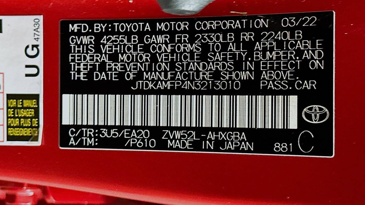 2022 Toyota Prius Prime JTDKAMFP4N3213010