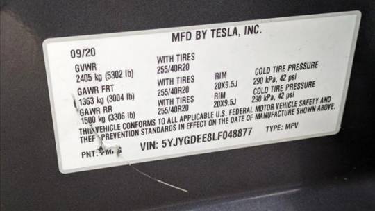 2020 Tesla Model Y 5YJYGDEE8LF048877