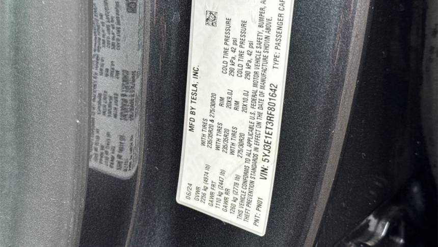 2024 Tesla Model 3 5YJ3E1ET3RF801642