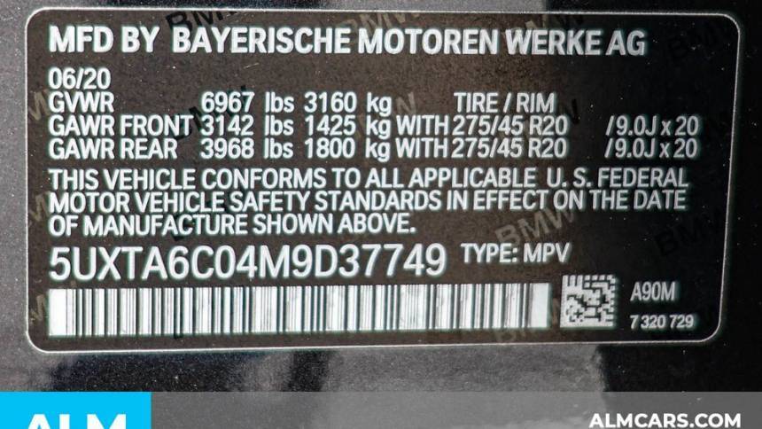 2021 BMW X5 5UXTA6C04M9D37749