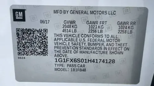 2017 Chevrolet Bolt 1G1FX6S01H4174128