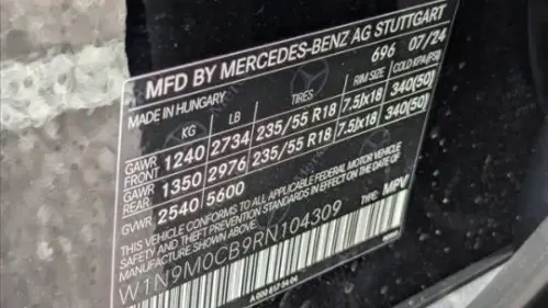 2024 Mercedes EQB W1N9M0CB9RN104309