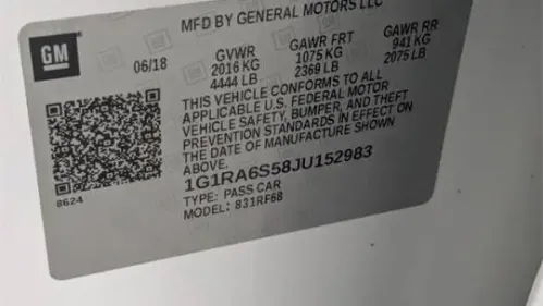 2018 Chevrolet VOLT 1G1RA6S58JU152983